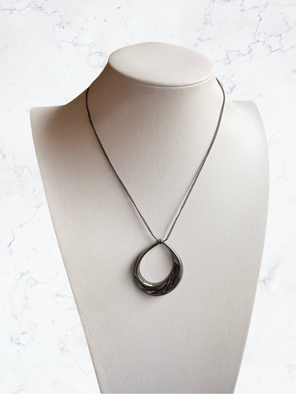 Express Gunmetal Teardrop Pendant Necklace